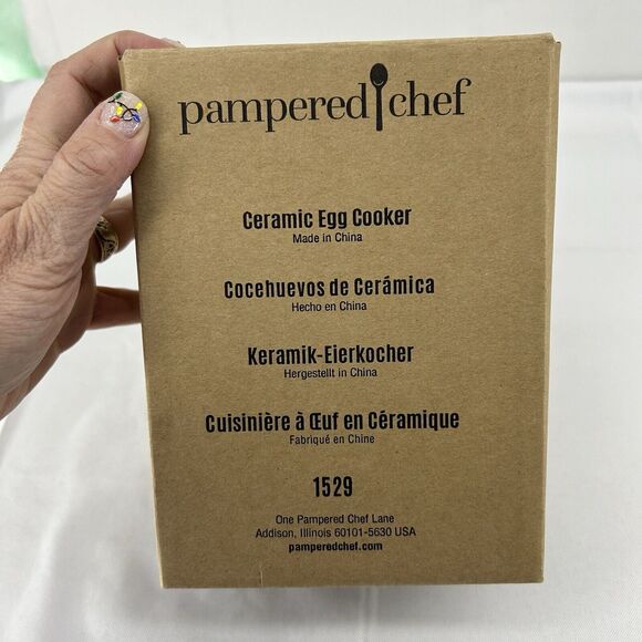 Pampered Chef Egg Cooker Microwave Ceramic Egg Cooker #1529 New In Box - Picture 2 of 3